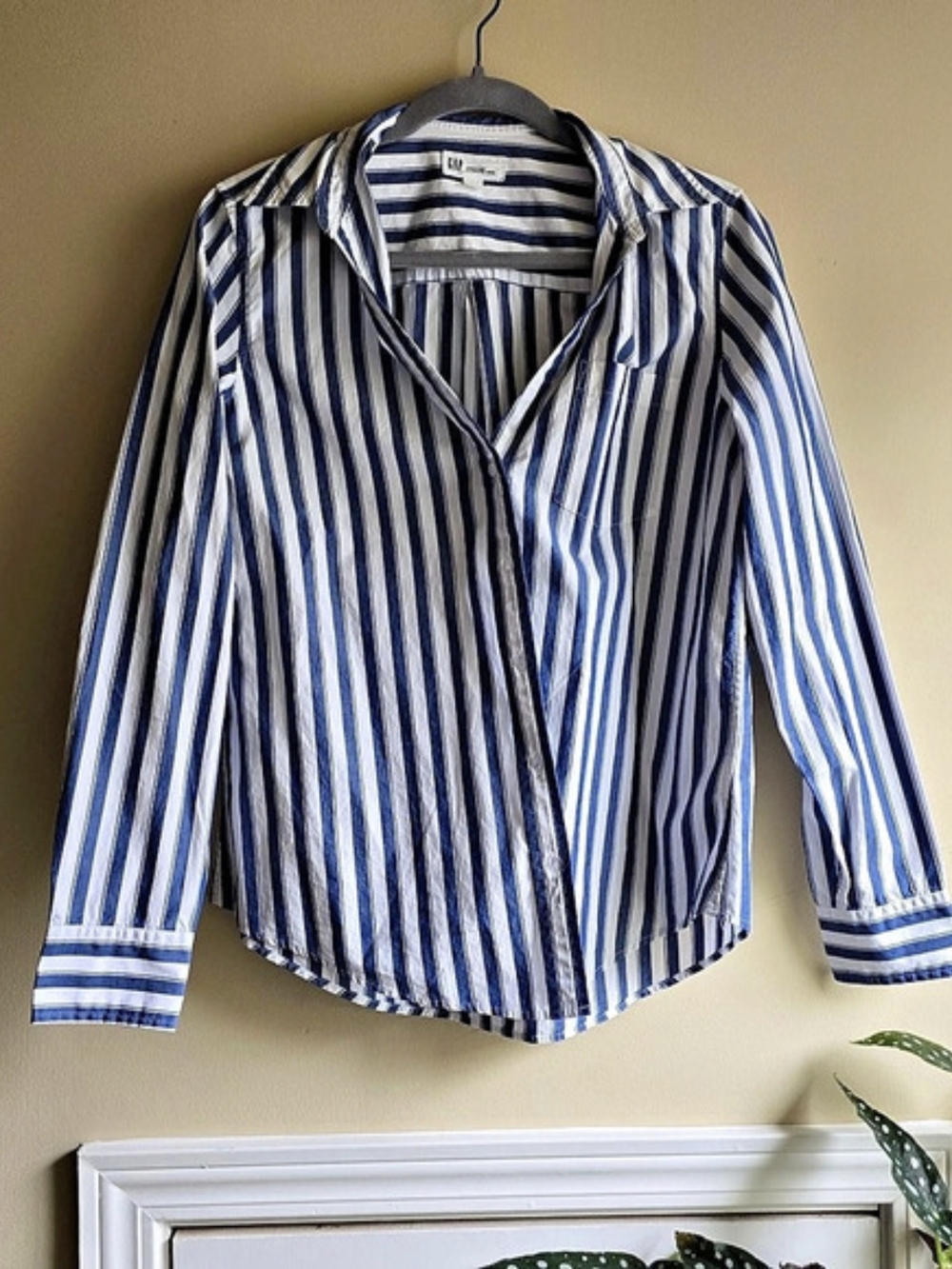GAP Perfect Shirt 80s Superfine Poplin Striped Cotton Button Down Medium